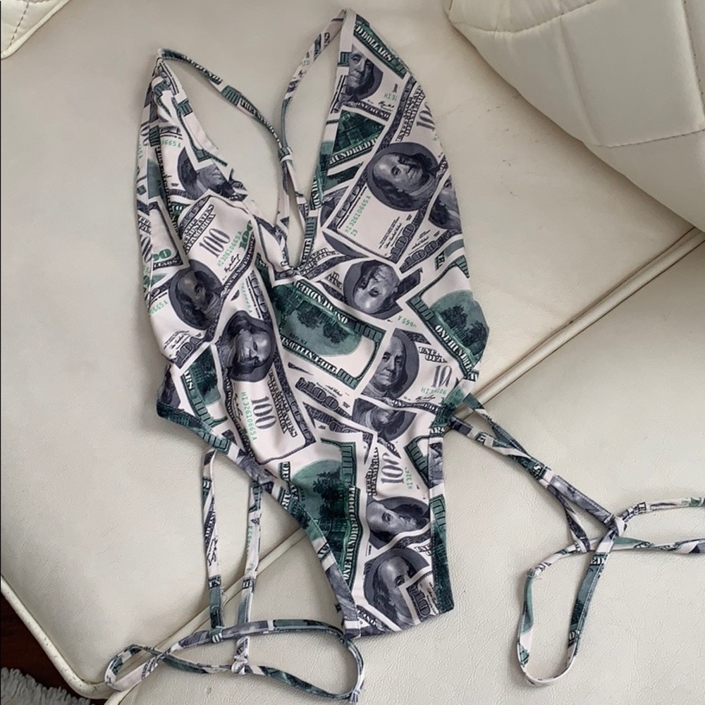 Money one piece bathing suit